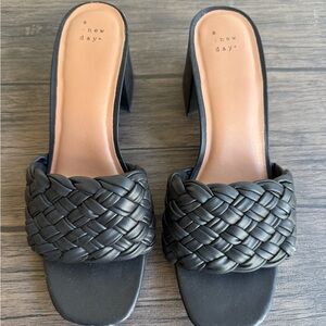 A New Day Black Braided Heeled Mules